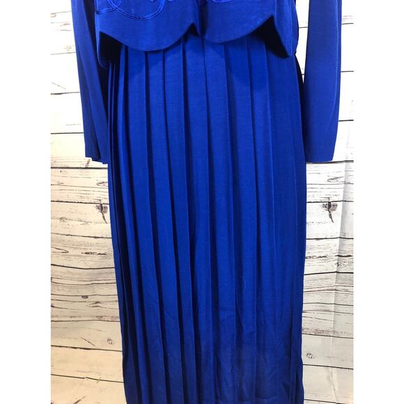 Karin Stevens VINTAGE 90's Blue Embroidered dress, looks like 2 piece size 10p - Picture 11 of 12